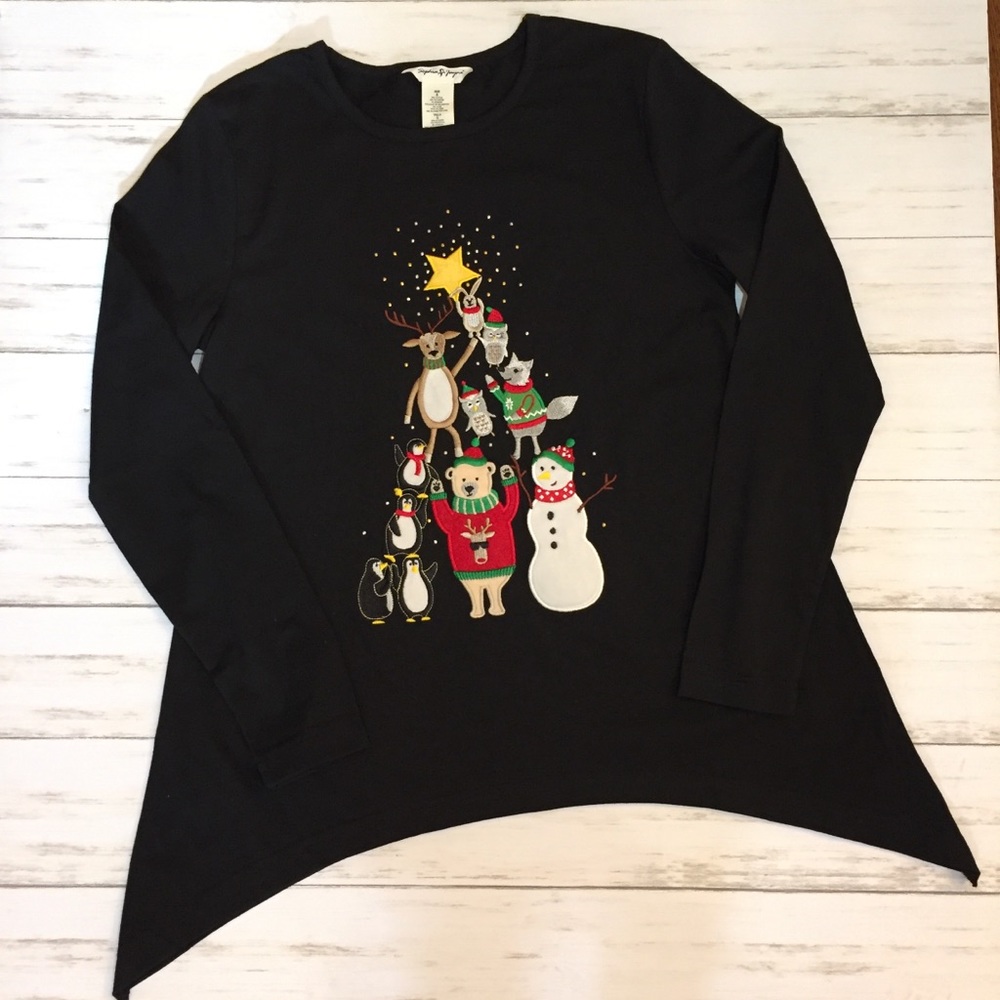 NWT Christmas Shirt with Pointed Hem